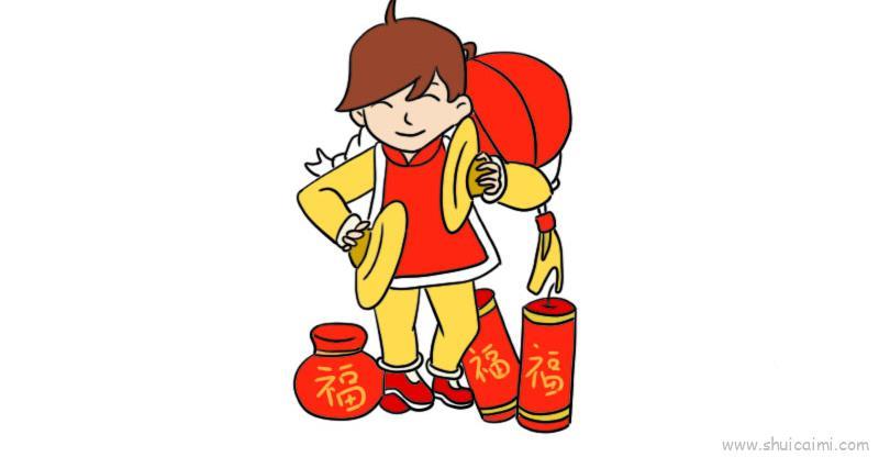 过年情景儿童画怎么画 过年情景简笔画简单又好看