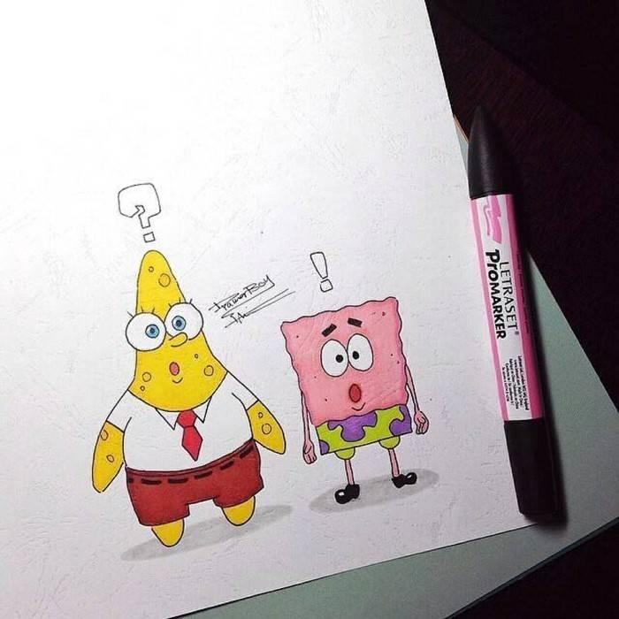 海绵宝宝简笔画带颜色 海绵宝宝简笔画带颜色涂色