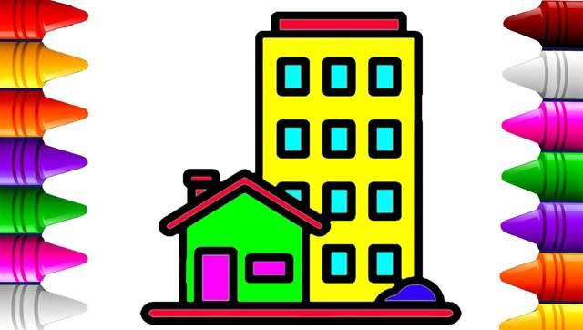 房子简笔画图片带颜色 农村房子简笔画图片带颜色