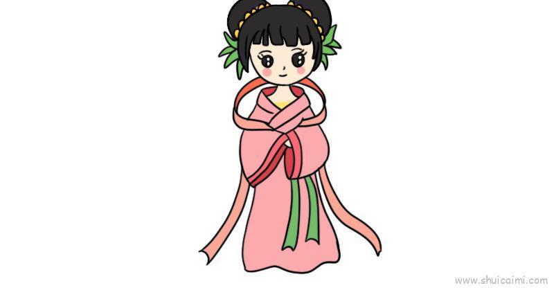 古风美女儿童画怎么画 古风美女简笔画步骤