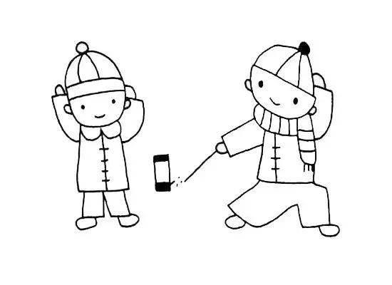 春节迎神简笔画图片 春节迎神简笔画图片彩色