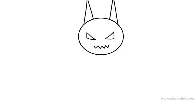 卡通蝙蝠儿童画绘画步骤教程