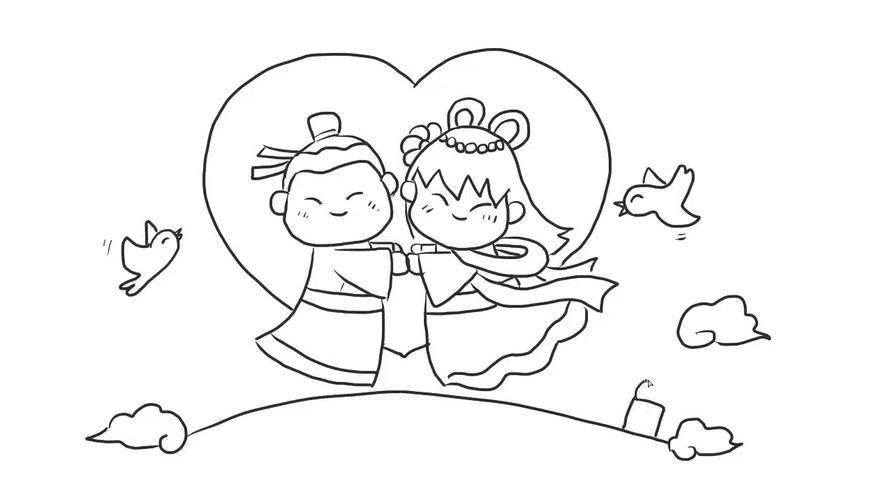 七夕节牛郎跟织女的简笔画 七夕节牛郎和织女的简笔画怎么画