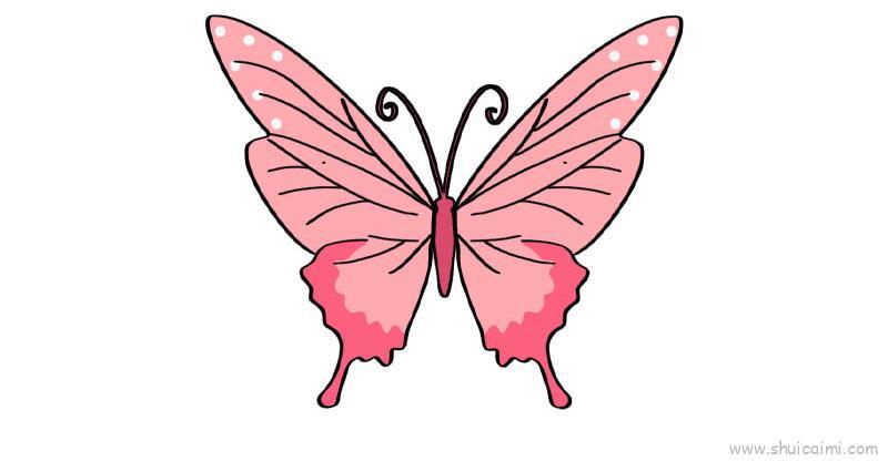 好看的粉色蝴蝶儿童简笔画教程