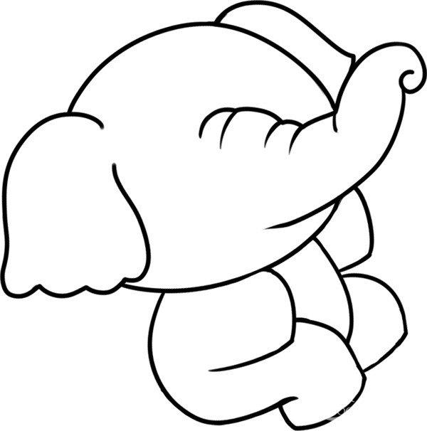 坐在树桩上的小象的简笔画怎么画 坐在树桩上的小象简笔画简单