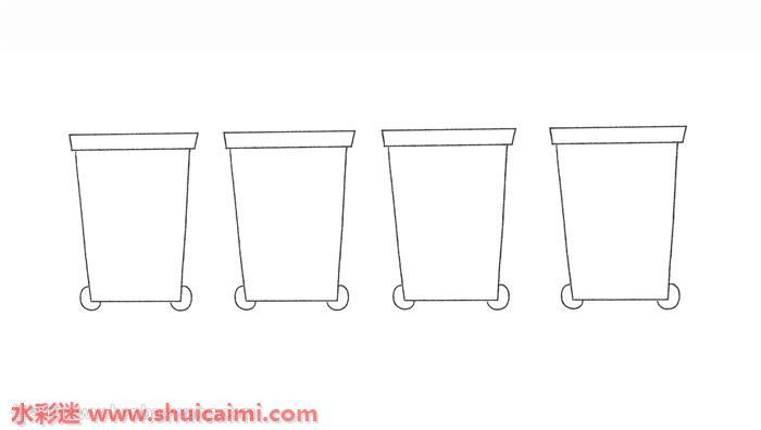 分类垃圾桶怎么画 分类垃圾桶简笔画简单易画彩色