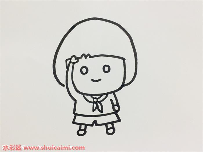 小学生敬礼怎么画 小学生敬礼简笔画图片大全带颜色