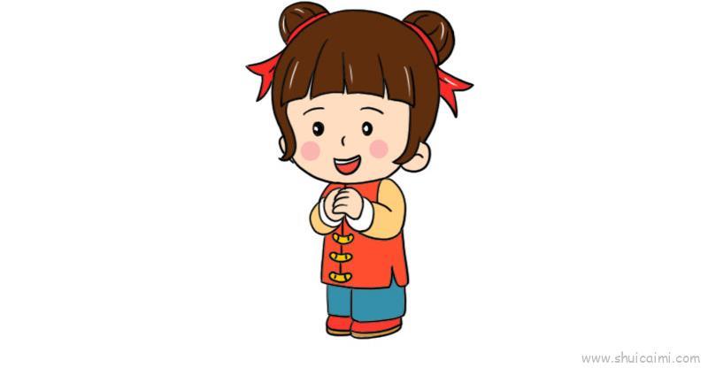 小孩拜年儿童画怎么画 小孩拜年简笔画图片