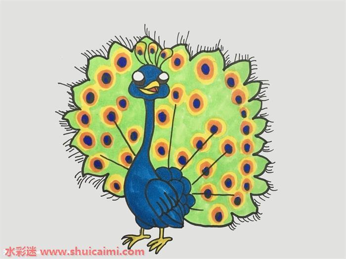 孔雀开屏简笔画怎么画画法