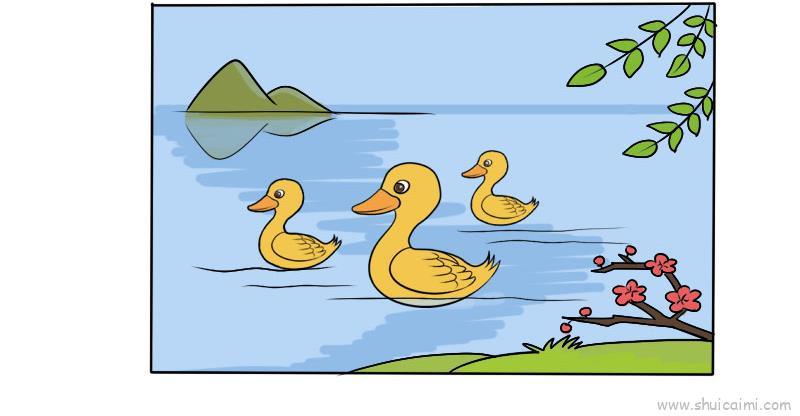 惠崇春江晓景儿童画怎么画 惠崇春江晓景简笔画步骤