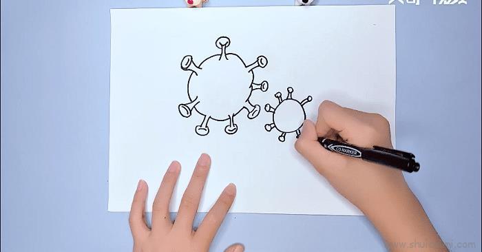 病毒逃跑儿童画怎么画 病毒逃跑简笔画图片