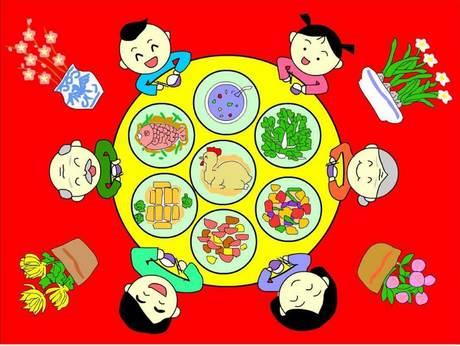 画一桌年夜饭简笔画 年夜饭简笔画简单又漂亮