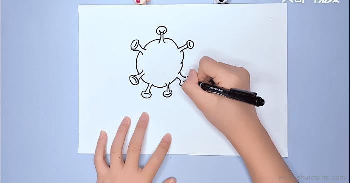 病毒逃跑儿童画怎么画 病毒逃跑简笔画图片