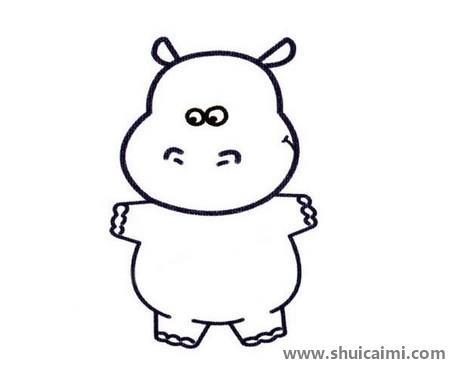 可爱河马儿童简笔画