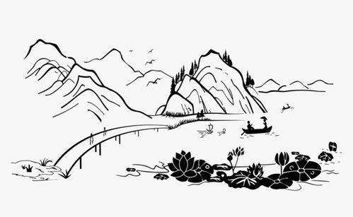 山水的简笔画图片大全 山水的简笔画图片大全彩色