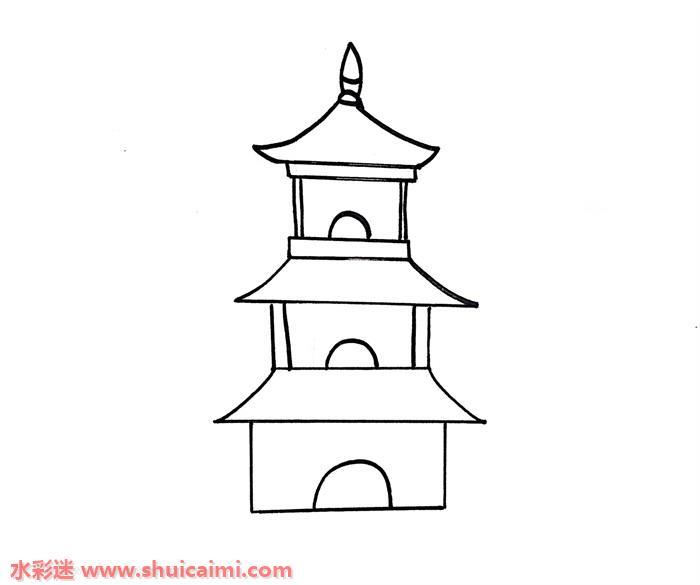 古塔怎么画 古塔简笔画简单易画彩色