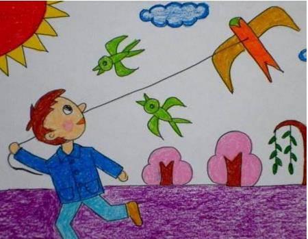 儿童放风筝的简笔画 儿童放风筝的简笔画图片大全小女孩