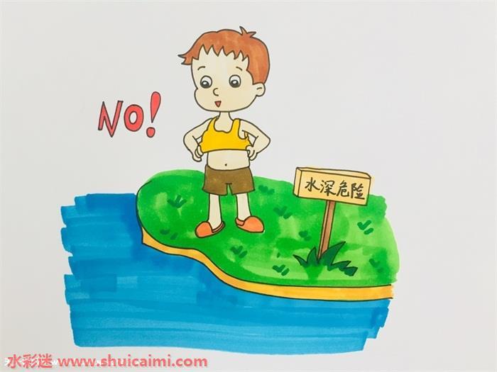 预防溺水怎么画 预防溺水画简笔画步骤