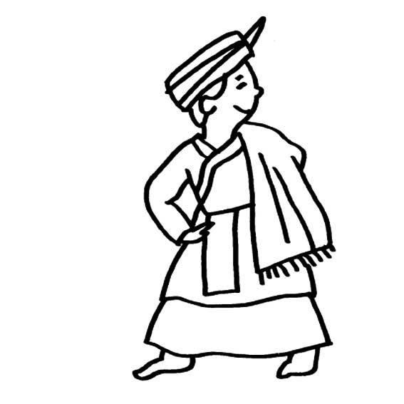 民族服饰简笔画 民族服饰简笔画彩色