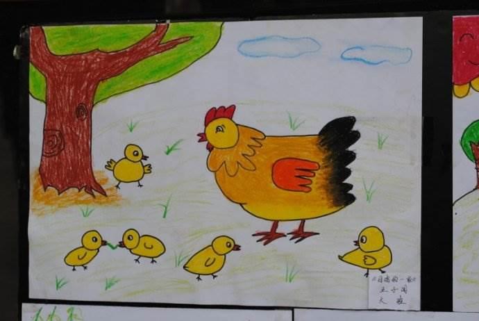 母鸡和小鸡简笔画 母鸡和小鸡简笔画彩色有背景