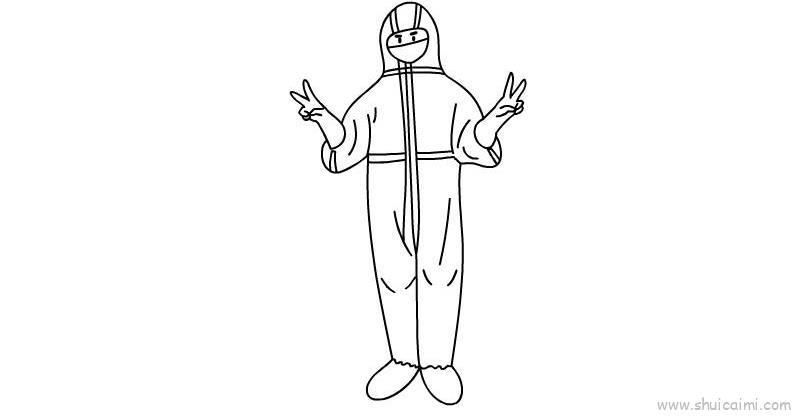 穿防护衣服儿童画怎么画 穿防护衣服简笔画简单