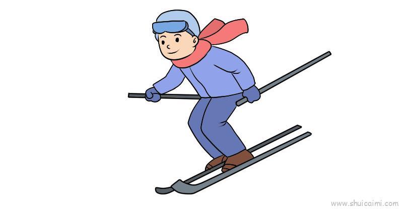 滑雪人物儿童画怎么画 滑雪人物简笔画好看