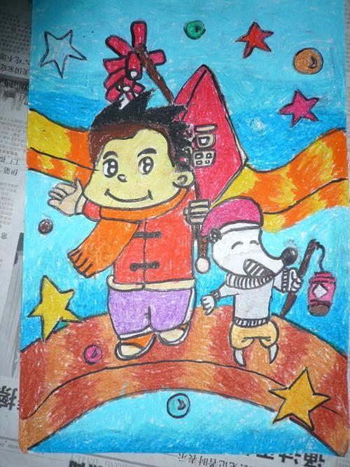 春节迎神简笔画图片 春节迎神简笔画图片彩色