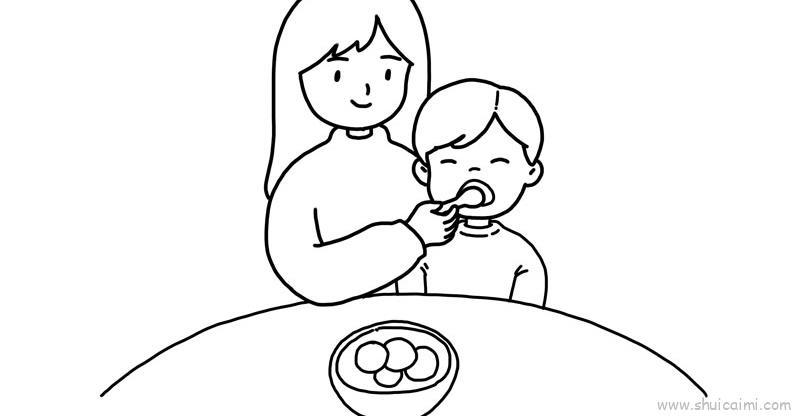 小孩吃元宵儿童画怎么画 小孩吃元宵简笔画简单