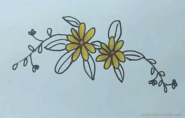 小黄花儿童画怎么画 小黄花简笔画步骤