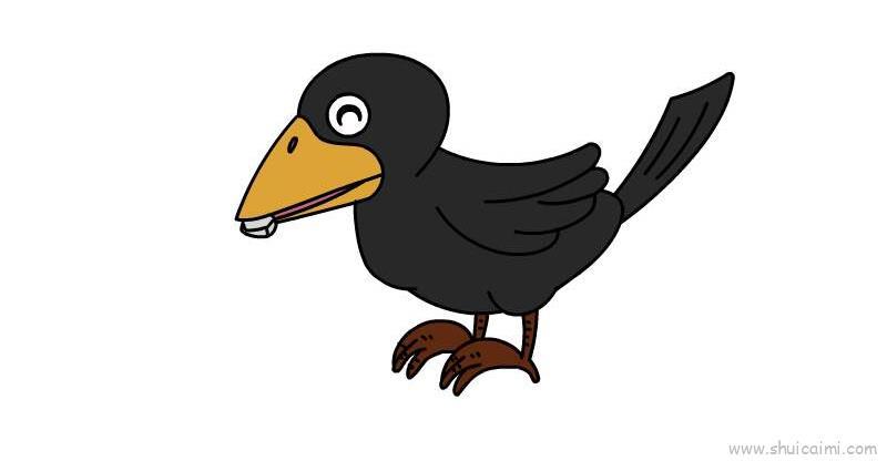 乌鸦儿童画怎么画 乌鸦简笔画顺序