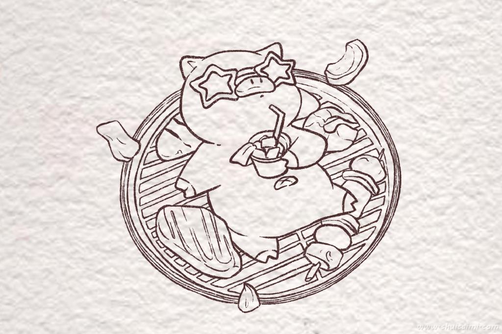 创意烧烤小猪怎么画 创意烧烤小猪简笔画彩色