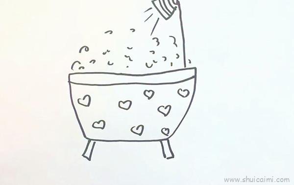 浴缸儿童画怎么画 浴缸简笔画好看