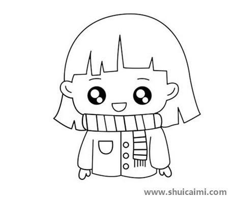 开心的小女孩儿童简笔画