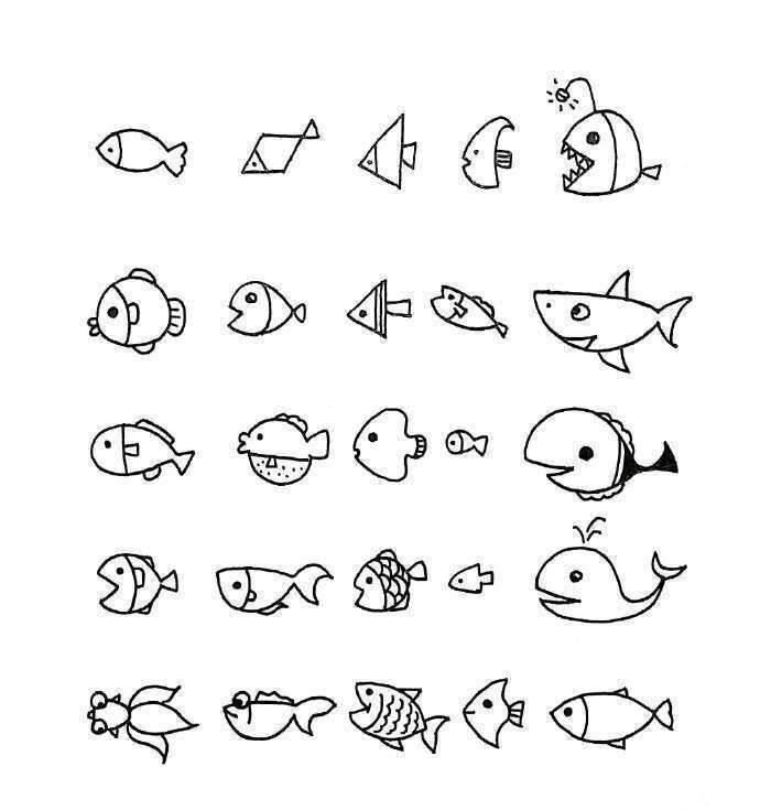 鱼简笔画 鱼简笔画简单又漂亮