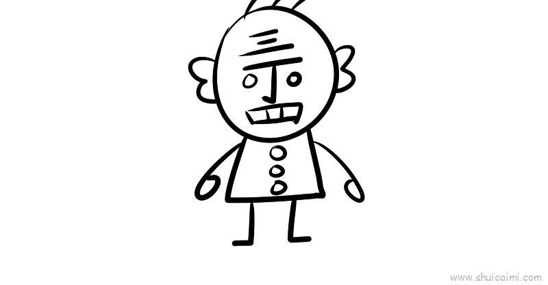 丁老头儿童画怎么画 丁老头简笔画顺序