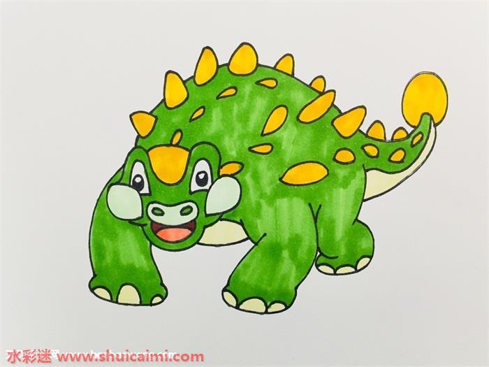 甲龙怎么画 甲龙简笔画图片大全带颜色