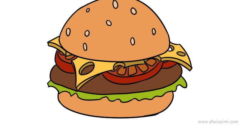 汉堡包儿童画怎么画 汉堡包简笔画步骤