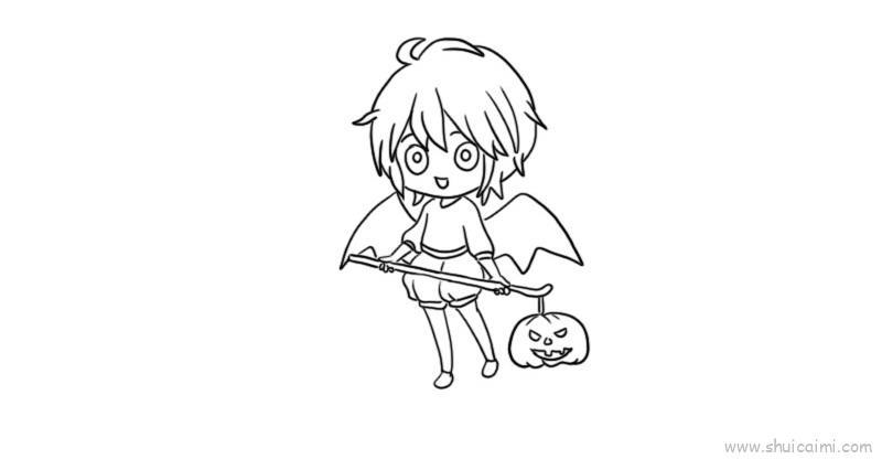 万圣节鬼怪人物提灯儿童画怎么画 万圣节鬼怪人物提灯简笔画画法