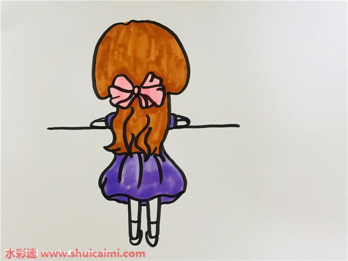 女孩背影怎么画 女孩背影简笔画简单易画彩色