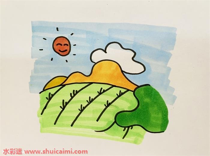 稻田怎么画 稻田简笔画简单易画彩色