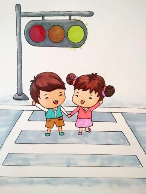 过马路简笔画图片大全 过马路简笔画图片大全彩色