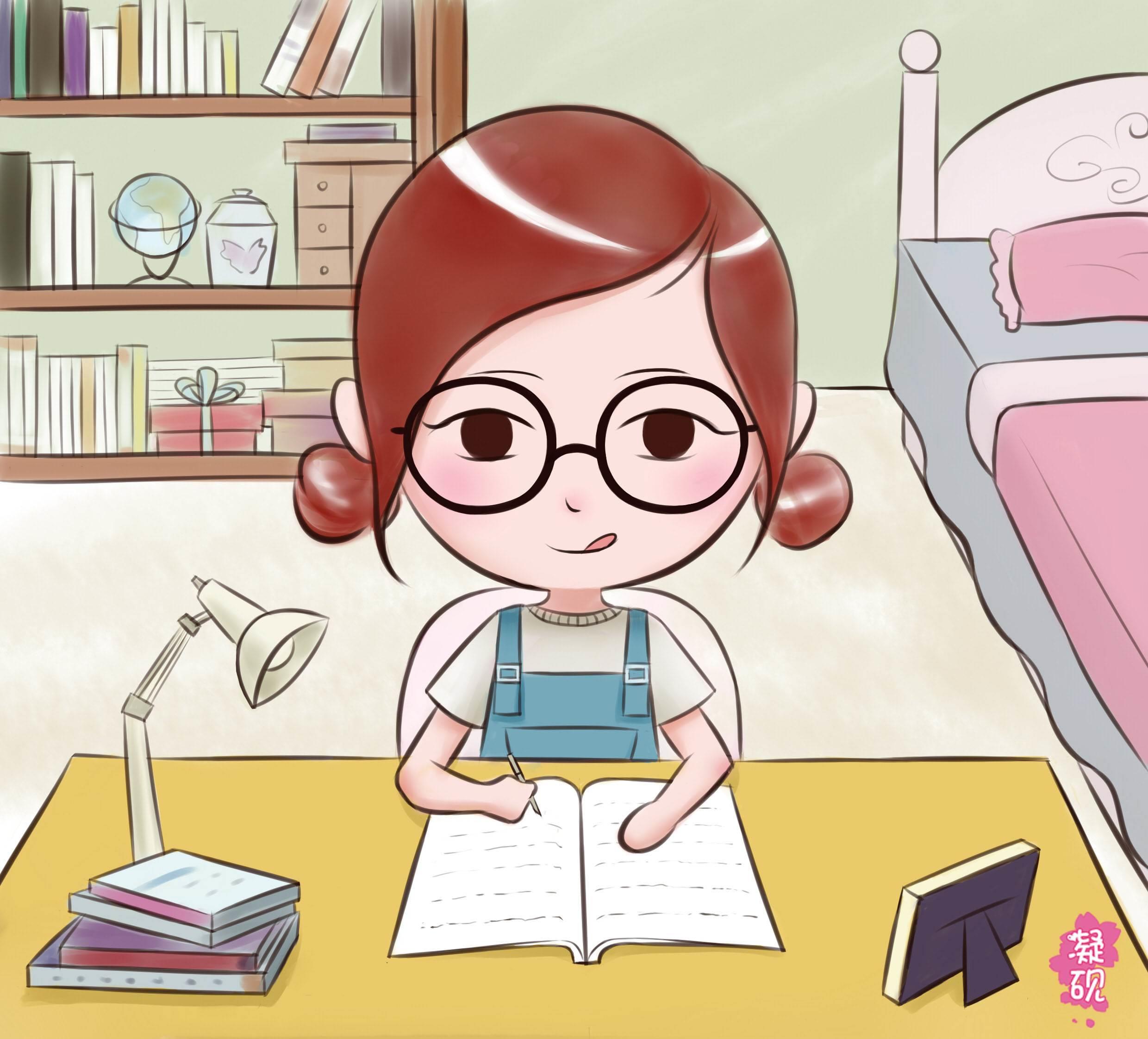 写作业简笔画 写作业简笔画 小男孩