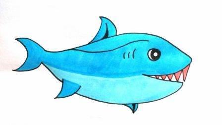鲨鱼简笔画 鲨鱼简笔画凶猛霸气