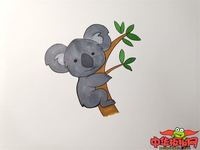 抱着树考拉怎么画 抱着树考拉简笔画简单好看带颜色