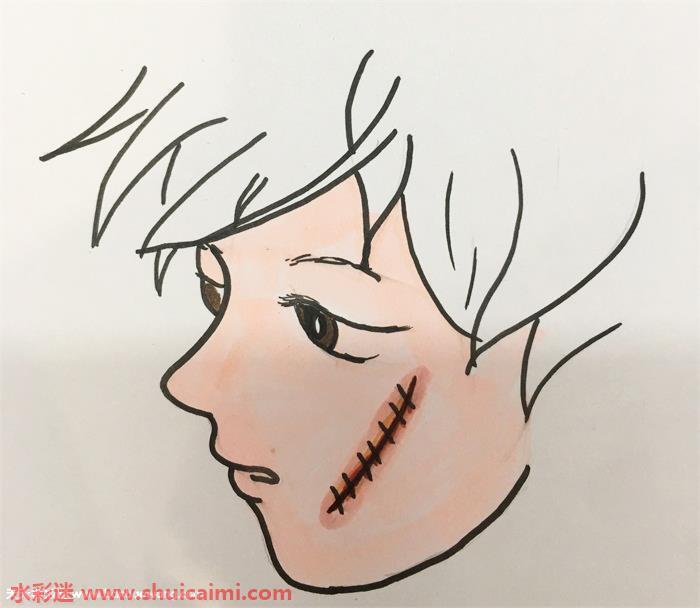 脸上的伤疤简笔画教程