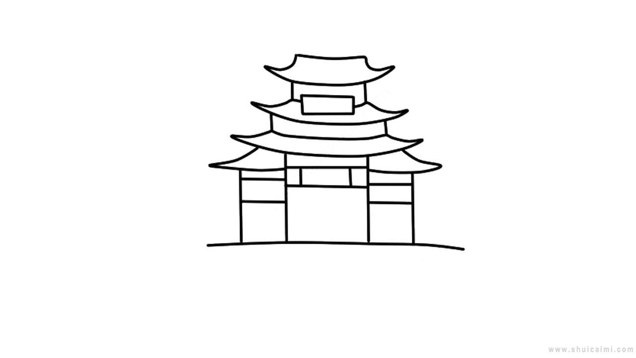岳阳楼简笔画怎么画 岳阳楼简笔画图片大全