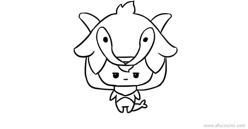 十二星座q版萌图摩羯座儿童画怎么画 十二星座q版萌图摩羯座简笔画步骤