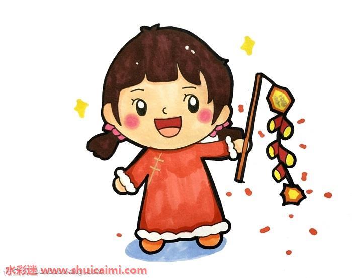 春节小孩放鞭炮怎么画 春节小孩放鞭炮简笔画画法