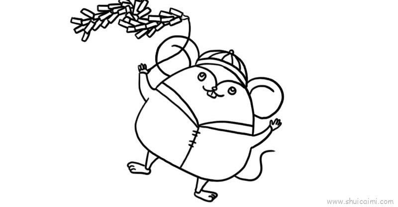 放鞭炮儿童画怎么画 放鞭炮简笔画画法