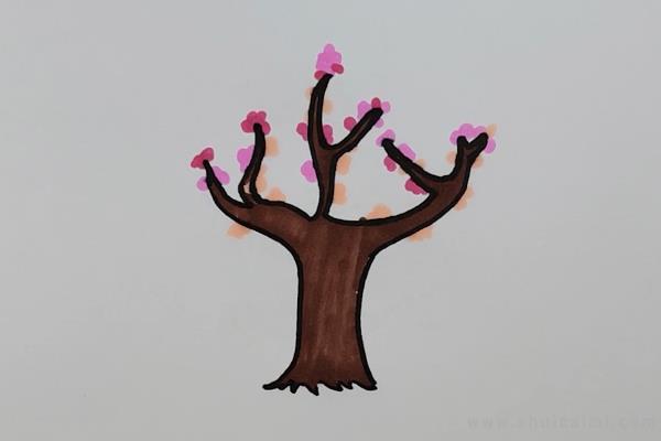 樱花树简笔画怎么画 樱花树简笔画步骤